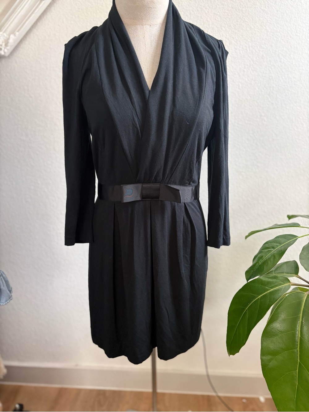 ANTONIO MELANI Black Long-Sleeve Wrap Dress with Belt